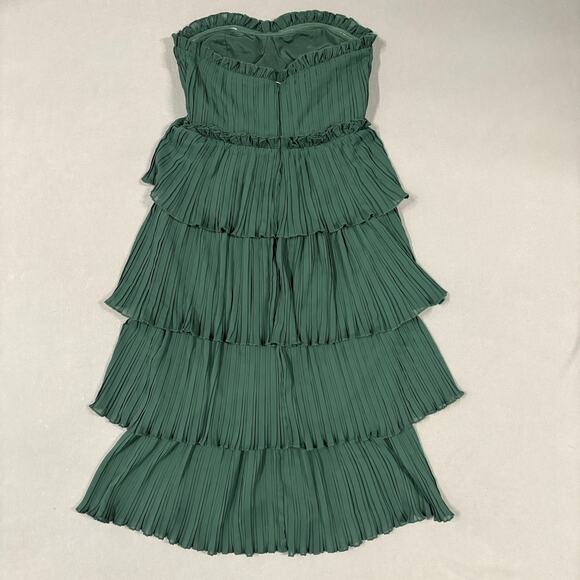 Lovers and Friends‎ Green Pleated Strapless Dress Size S Women’s Prom Wedding - Picture 3 of 14